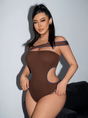 Women Summer Hollow Out Waist Asymmetrical Strap Jumpsuit