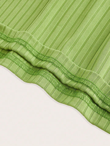 2024 Hollow Out Ribbed, Solid Color, Slim-Fit, Mini Bandeau Dress For Women