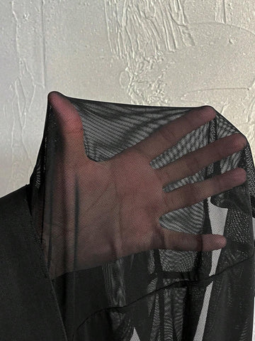 2024 New Summer Sexy Mesh Jumpsuit, Sheer Clubwear Jumpsuit, Tight Fitting Overalls Top & Shorts Set For Women