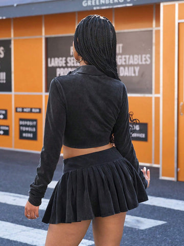 2pcs Women Street Style Snow Flake Fabric Sets