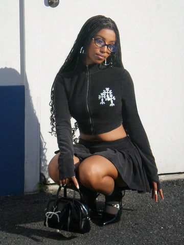 2pcs Women Street Style Snow Flake Fabric Sets