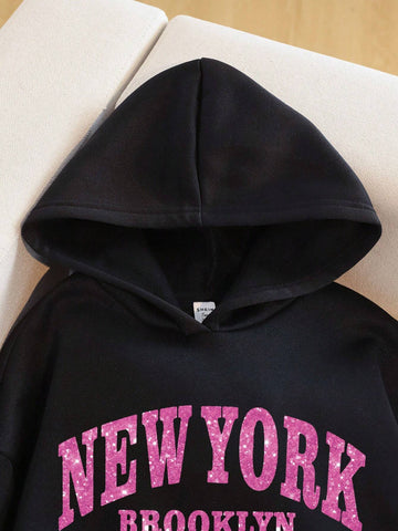 2pcs Women's Casual Hooded Sweatshirt And Sweatpants Set