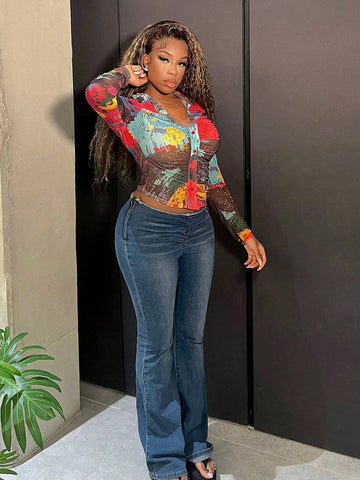 Slayr Allover Print Button Front Shirt