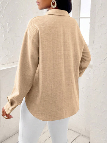 Slayr Autumn And Winter Women's Elegant Shirt With Blue Waist