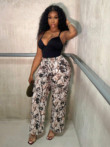 Slayr Bark Pattern Printed Woven Non-Stretch Casual Long Pants