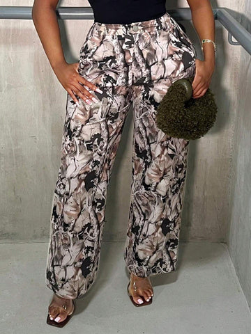 Slayr Bark Pattern Printed Woven Non-Stretch Casual Long Pants