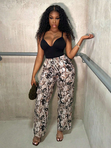 Slayr Bark Pattern Printed Woven Non-Stretch Casual Long Pants