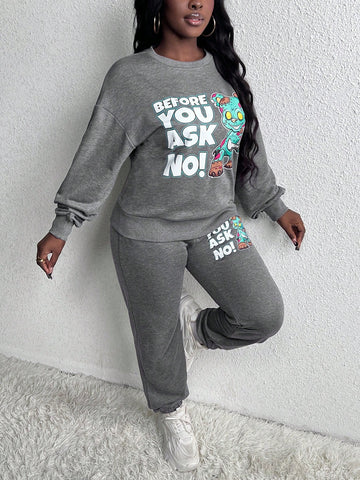 Bear Pullover Sweatshirt Two-piece Set