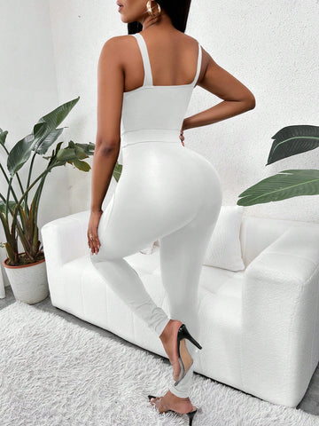Bling Rhinestone Striped Bandeau Bodysuit