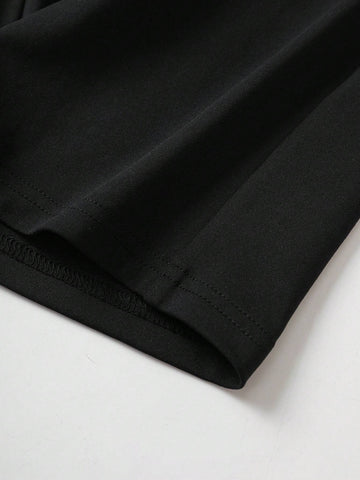 Butterfly Pattern Casual Loose Fit Round Neck Short Sleeve Women's T-Shirt And Cycling Shorts, Perfect For Summer