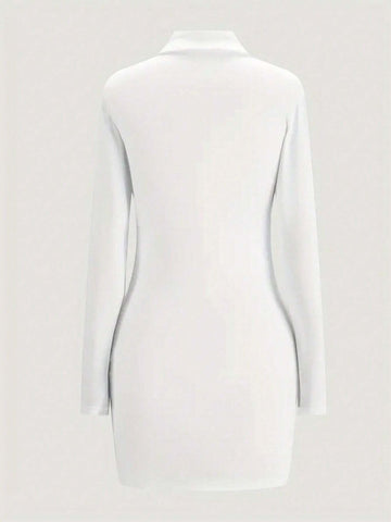 Button Up Long Sleeve Bodycon Dress