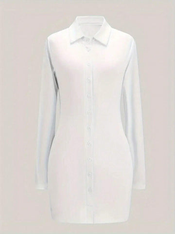 Button Up Long Sleeve Bodycon Dress