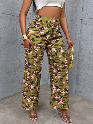 Slayr Camouflage Print Flap Pocket Cargo Pants