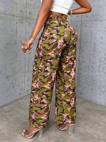 Slayr Camouflage Print Flap Pocket Cargo Pants