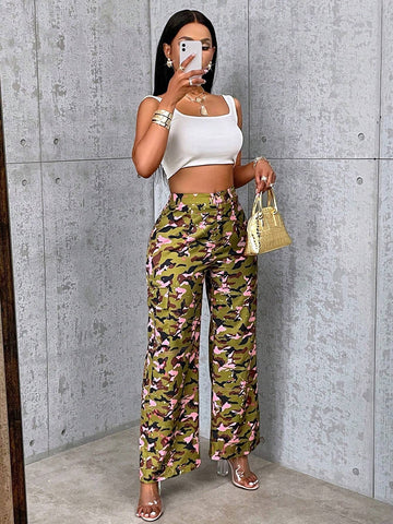 Slayr Camouflage Print Flap Pocket Cargo Pants