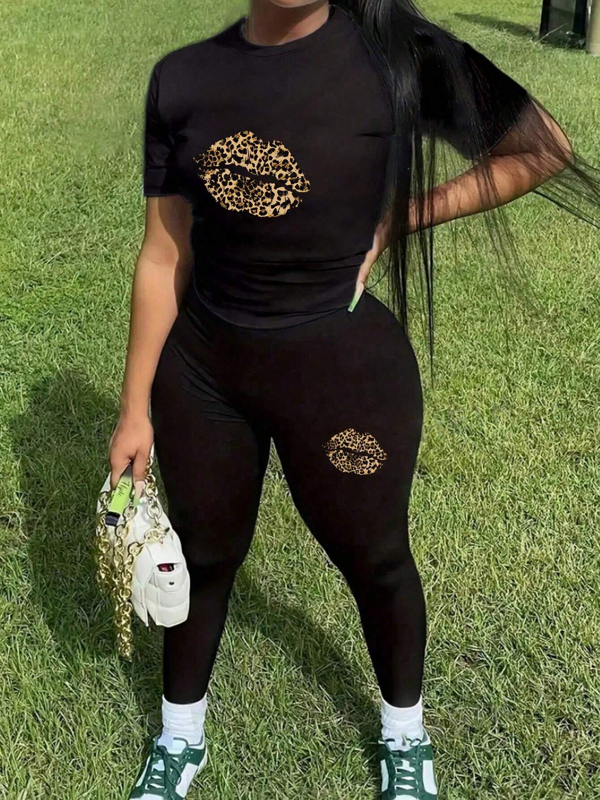 Short Sleeve Tight-Fitting Long Pants Summer Two-Piece Set