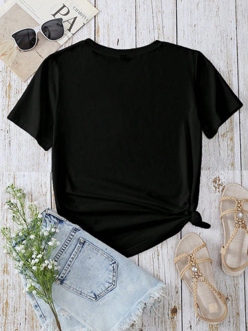 Slayr Casual Loose Crew Neck Short Sleeve Women T-Shirt, Suitable For Summer