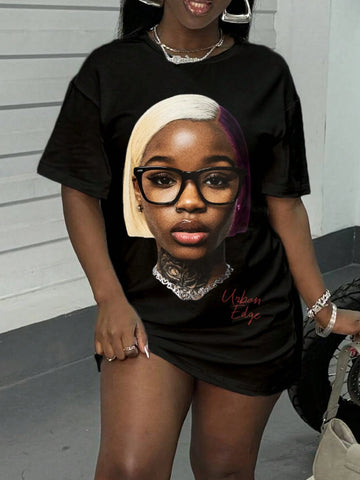 Casual Loose Round Neck Short Sleeve Short Women's Dress, Suitable For Summer