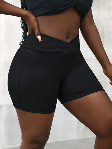Slayr Casual Solid Color V-Shaped Waist Tight-Fit Leggings