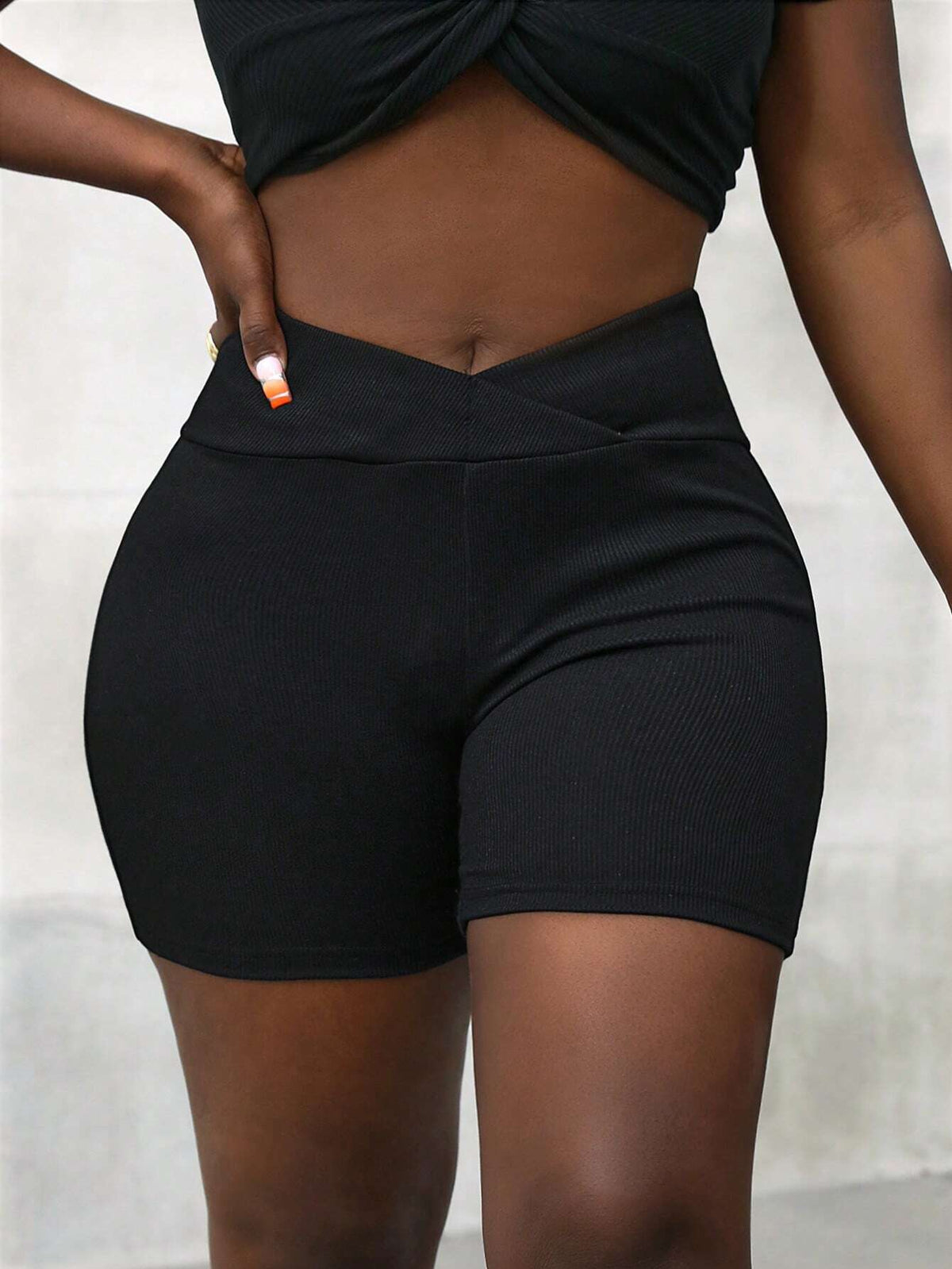 Slayr Casual Solid Color V-Shaped Waist Tight-Fit Leggings