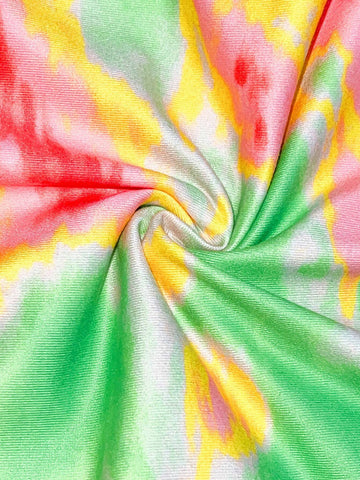 Casual Suspender Round Neck Tight All-Over Colorful Printed Shorts Women's Tight Jumpsuit-C