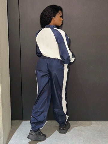 Colorblock Casual Sports Suit