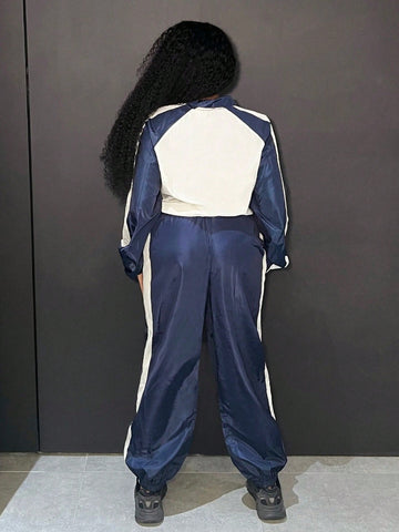 Colorblock Casual Sports Suit
