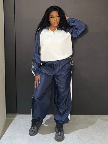 Colorblock Casual Sports Suit