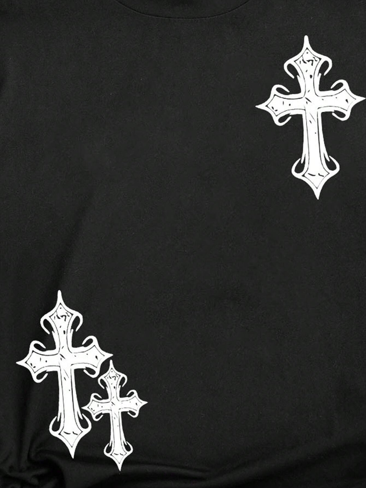 Cross Print Round Neck T-Shirt