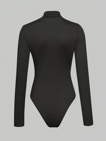 Crown & Letter Print Stand Collar Long Sleeve Jumpsuit