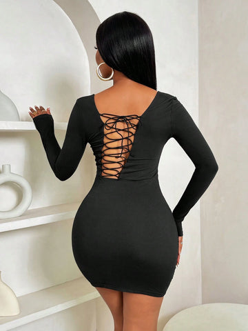Daring Avant-Garde Minimalist Sexy Hot Babe Backless Strap Dress
