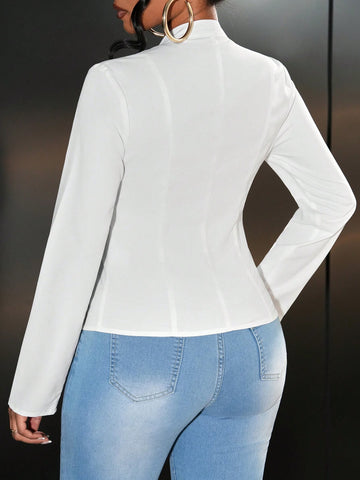 Slayr Elegant Sexy Double Zipper Long Sleeve Fitted Women
