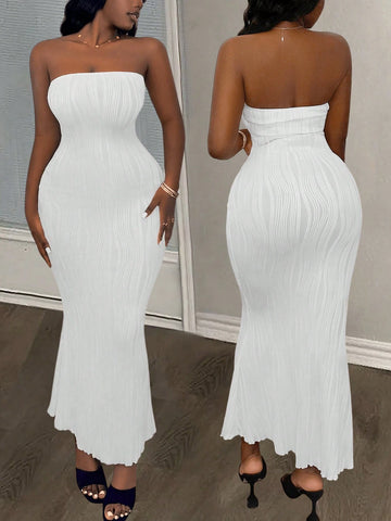 Elegant & Casual Texture Bodycon Mermaid Dress For Women