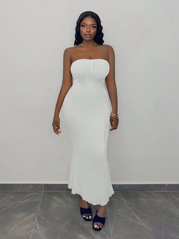 Elegant & Casual Texture Bodycon Mermaid Dress For Women