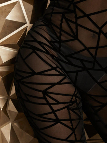 Geometric Pattern Sheer Mesh Jumpsuit