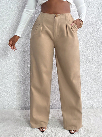 Slayr High Waist Plicated Detail Straight Leg Pants