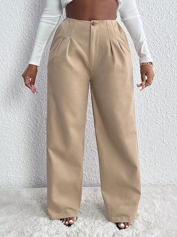 Slayr High Waist Plicated Detail Straight Leg Pants