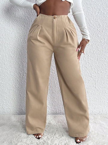 Slayr High Waist Plicated Detail Straight Leg Pants