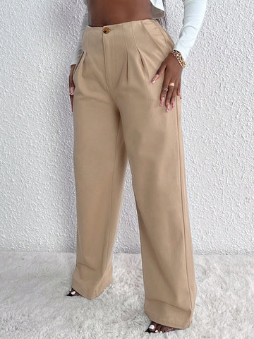 Slayr High Waist Plicated Detail Straight Leg Pants