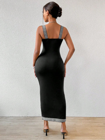 Ladies' Greek Fret Print Dress