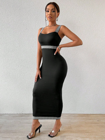 Ladies' Greek Fret Print Dress