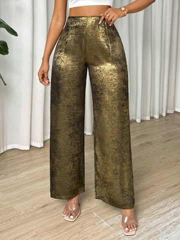 Slayr Ladies' Metallic Color Simple Daily Trousers