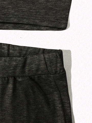 Ladies' Plain Simple Daily Wear Top And Long Pants 2-Piece Set