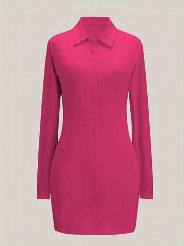 Ladies' Single-Breasted Slim Fit Long Sleeve Dress