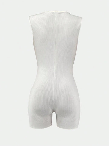 Ladies Solid Color Simple Sexy Tight Jumpsuit