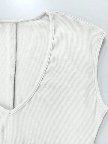 Ladies Solid Color Simple Sexy Tight Jumpsuit