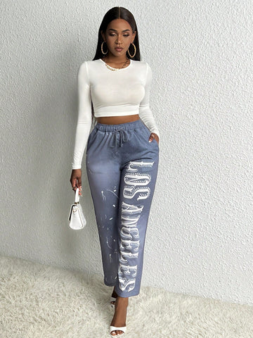 Slayr Letter Graphic Drawstring Waist Sweatpants