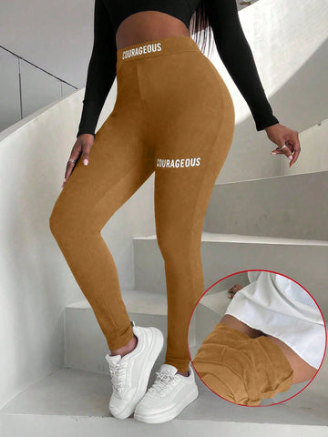 Slayr Letter Print Thickened Leggings