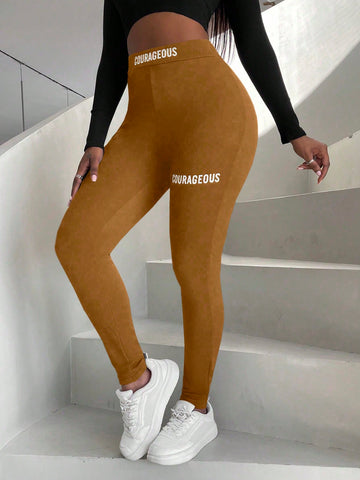 Slayr Letter Print Thickened Leggings