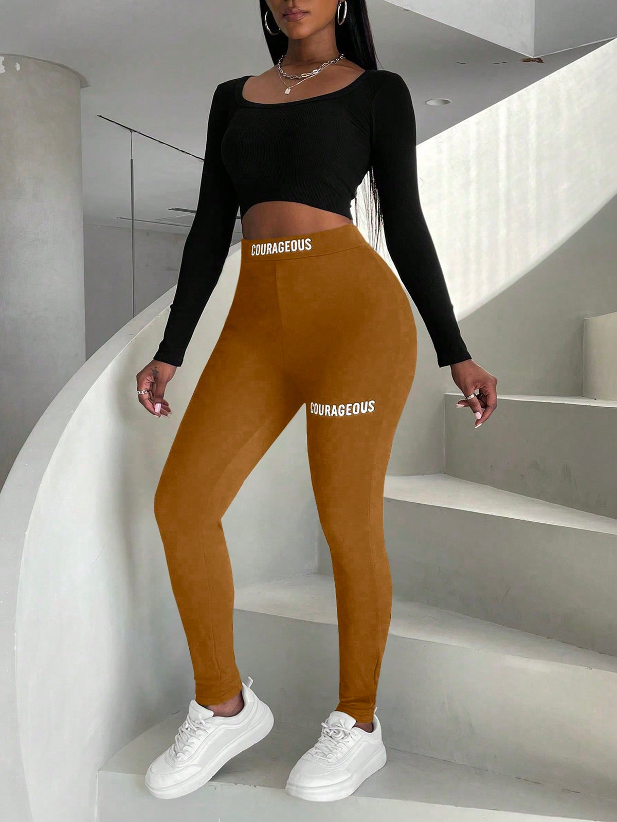 Slayr Letter Print Thickened Leggings